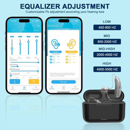 16 Channel Bluetooth Hearing Aids Rechargeable Digital BTE Hearing Aid for Seniors Adults with Noise Cancelling Feature