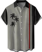 Summer Men's Gradient Sketch Coconut Tree 3D Printed Shirt, Vintage Hawaiian Tropical Quick Drying Loose Shirt