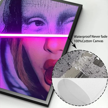 Mona Lisa with Lollipops Neon Pop Art Canvas Print Posters Canvas Painting Abstract Portrait Fashion Wall Art Picture Home Decor