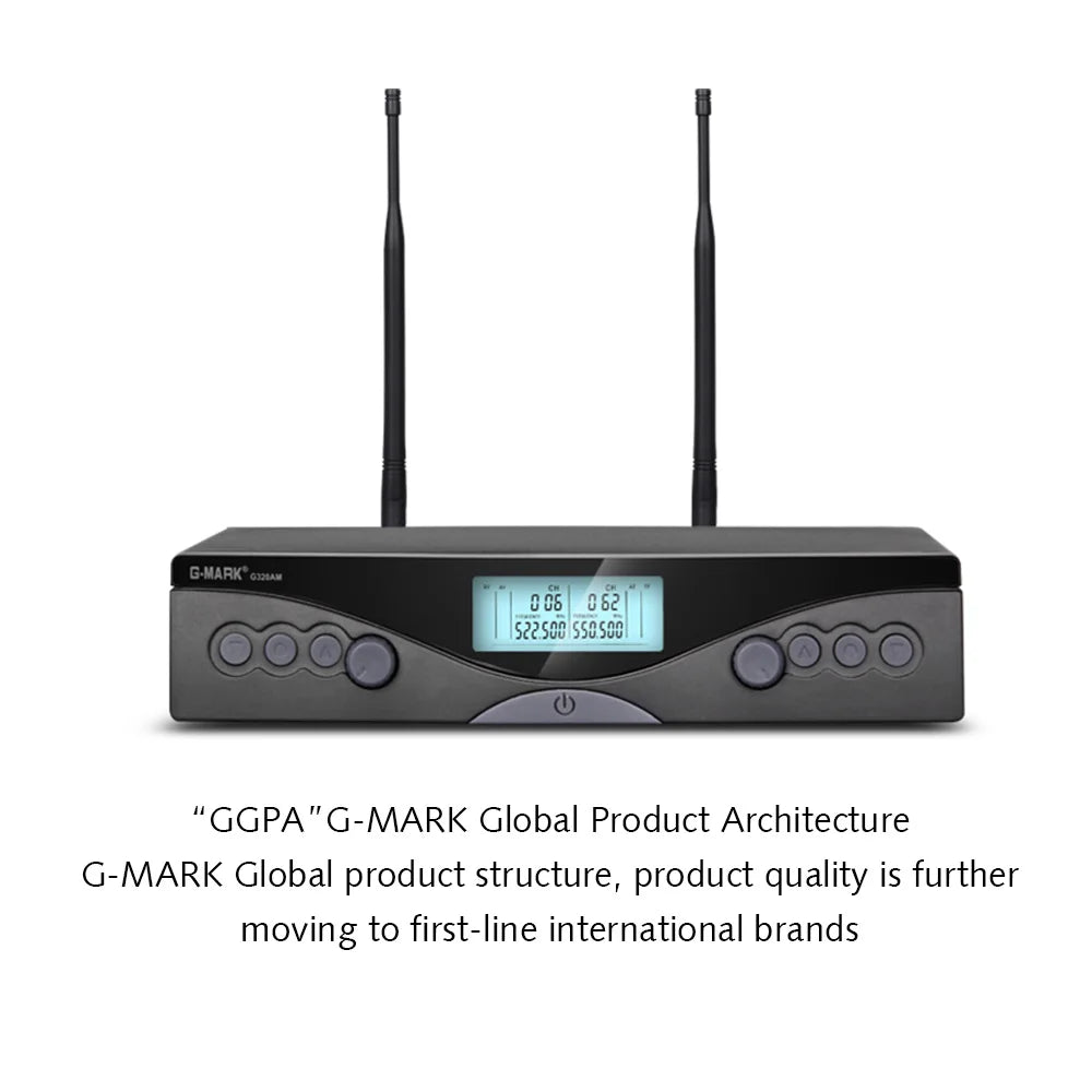 Wireless Microphone G-MARK G320AM Professional UHF 2 Channels Karaoke Mic Handheld Automatic Frequency Adjustable 100M