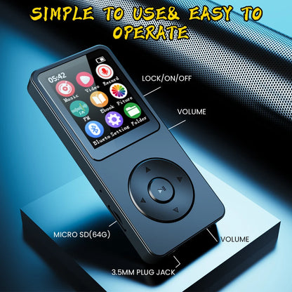 MP3 Player Type-C 32GHiFi Lossless Music Player Student Walkman Swimming Running Riding Built-in Speaker Support FM Radio E-Book