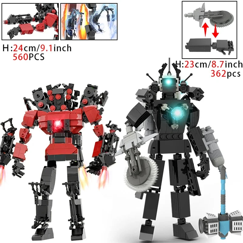 Moc Skibidi Toilet Figures Model Blocks Titan Cameraman Speakerman Construction Toys Party Halloween Decoration Boys Gifts