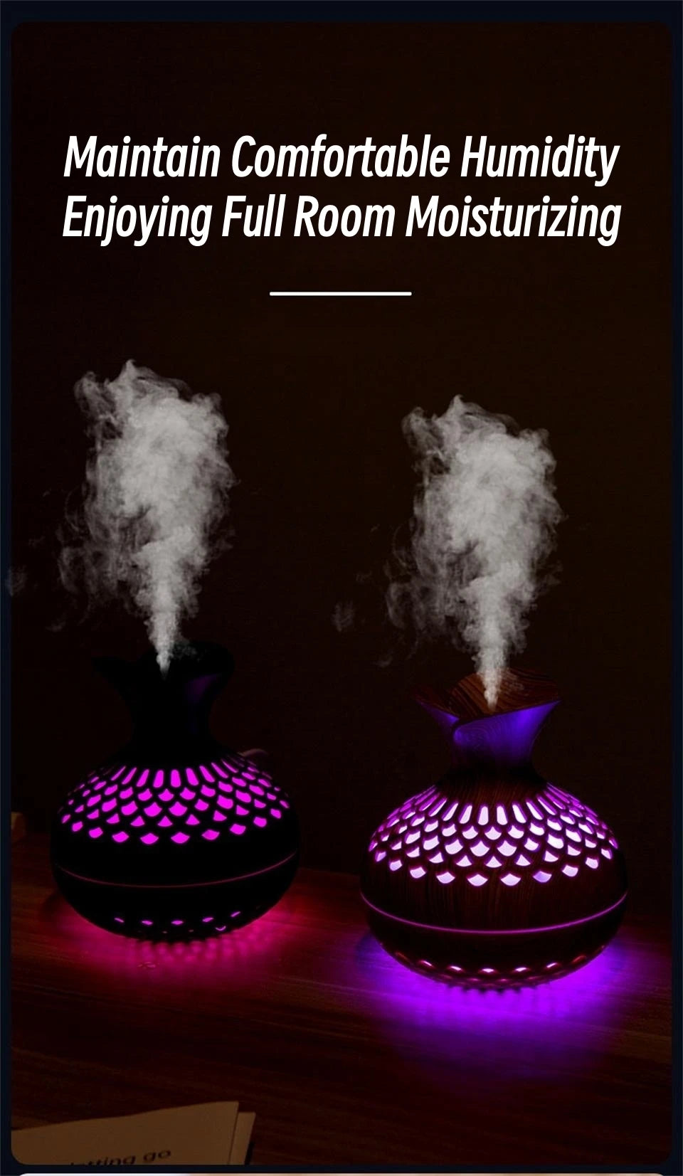 Wood Grain Humidifier 300ml USB Aroma Diffuser Atomizer USB Household Humidifier Hydrating Instrument Desktop Humidifier