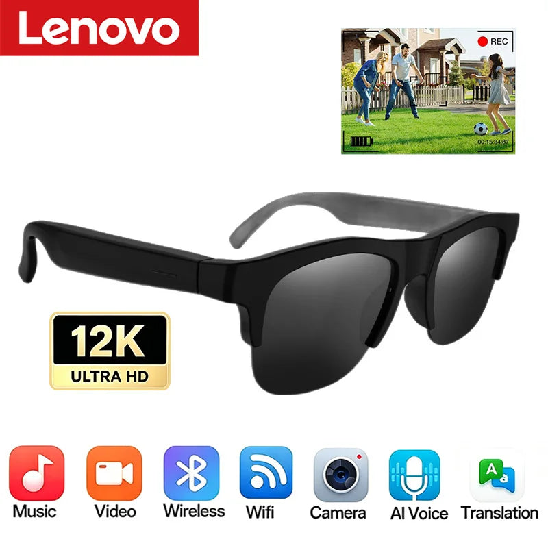 Lenovo AI Smart Glasses Voice Assistant Music Touch Control Bluetooth Call Outdoor Fashion Sunglasses For Men Women 2026 New