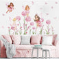 Z. Cartoon Pink Flower Fairy Dandelion Wall Stickers Girl Room Floral Butterfly Wall Decals Bedroom Baby Nursery Kids Home Decor