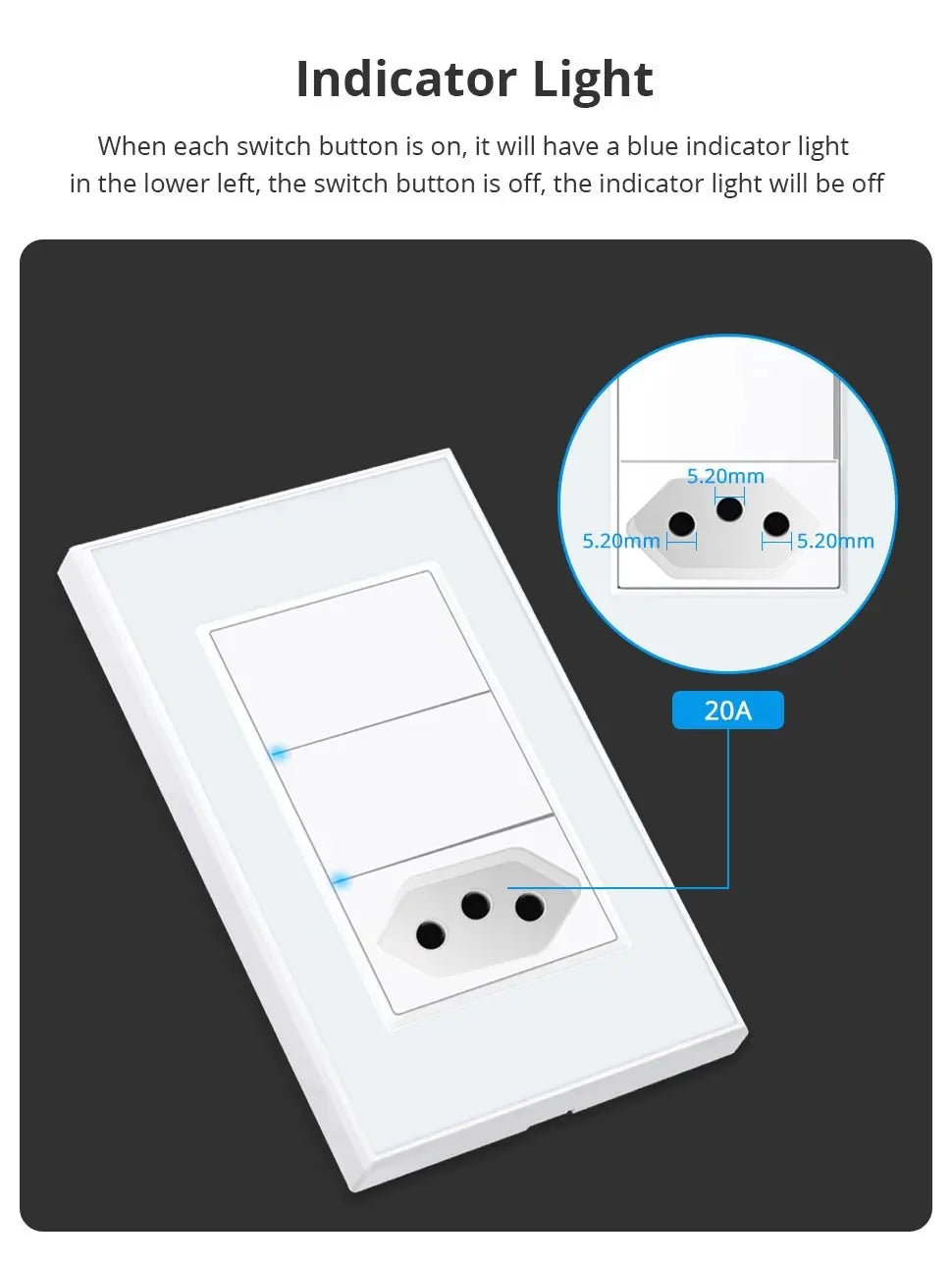 Zemismart Zigbee Smart 10A 20A Brazil Socket Light Switch with Outlets Work with Tuya Smart Life App Alexa Google Home Control