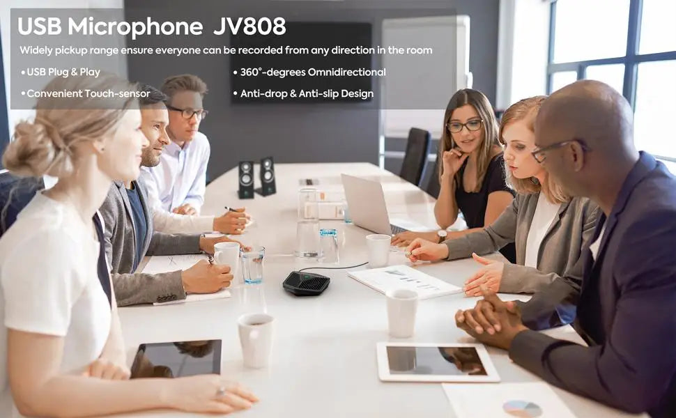 USB Conference Speaker Microphone Omnidirectional Condenser Computer Mic Mute/Volume Function For Laptop Notebook with Speaker