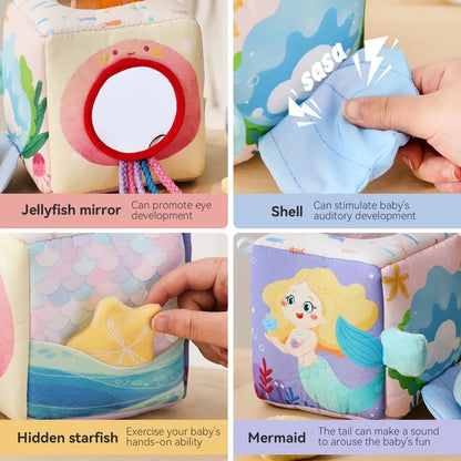Baby Montessori Toy cotton Magic Tissue Box Finger Exercising Busy Board Game Cloth Book Cartoon Mermaid Puzzle Toy Girl's Gifts