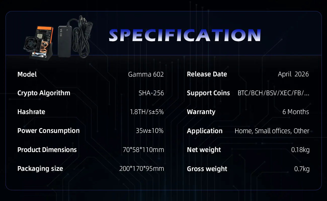 2026 Upgrade Luckyaxe Bitaxe Gamma 601/602 1.7~1.8TH/s 35W Silent SHA256 ASIC Miner Low Power BTC Home Mining Machine