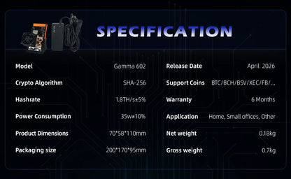 2026 Upgrade Luckyaxe Bitaxe Gamma 601/602 1.7~1.8TH/s 35W Silent SHA256 ASIC Miner Low Power BTC Home Mining Machine