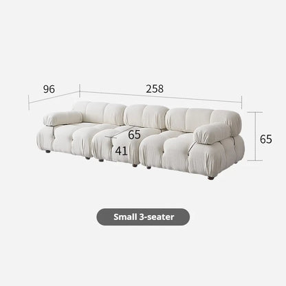 Any Size Custom Cream Teddy Fabric Modular Sofa Combine Modules High Elastic Latex Foam Fill Nordic Minimalist Living Room Sofa