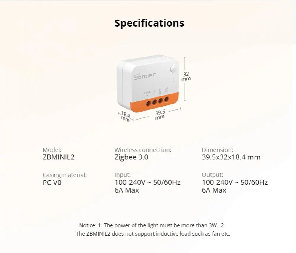 SONOFF ZBMINI L2 Extreme ZigBee Smart Switch No Neutral Wire Required 1-Gang 2-Way Control Switch Alexa Voice Work with ZBBridge