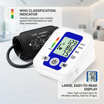 Automatic Arm Blood Pressure Monitor LCD Pressure Sensor Monitor BP Automatic Tonometer Digital Tensiometer LED Display Cuff