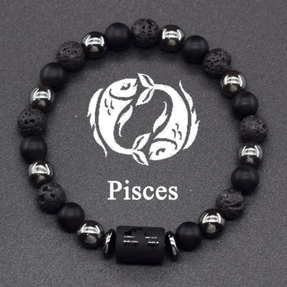 12 Zodiac Constellation Signs Bracelets for Men Women Real Natural Tiger Eye Stone Bead Bracelet Leo Taurus Charm Couple Jewelry