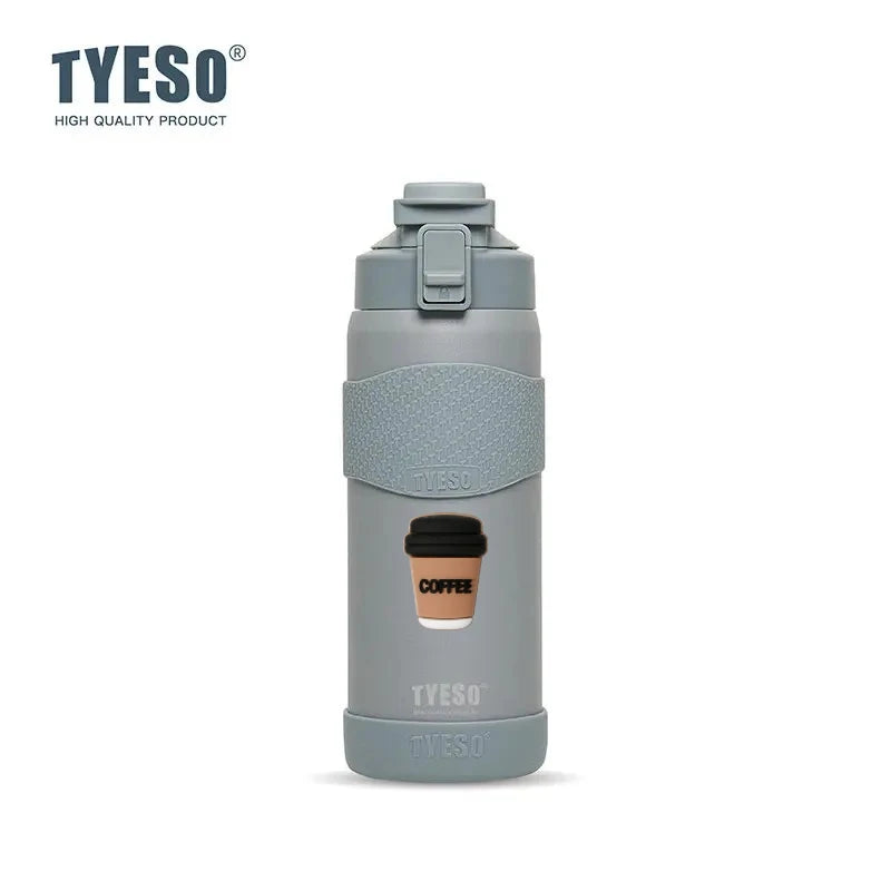 TYESO 750ML Double Wall Insulated Water Bottle Hot Water 304 Stainless Steel Flask for Fitness Outdoor Hiking Coffee Sticker