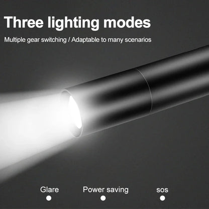 Mini Flashlight USB Rechargeable Aluminum Alloy Flashlight Super Bright LED Bead Adjustable Focus Long-range Portable Flashlight