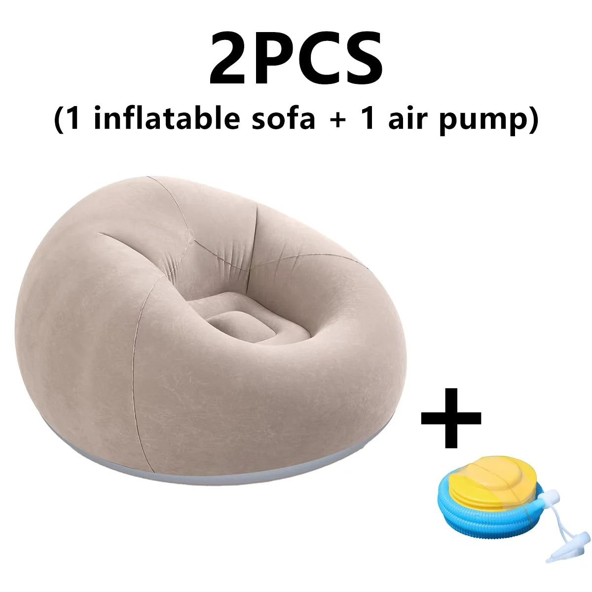 1 Inflatable Lazy Sofa, Outdoor Chair, Oval Inflatable Sofa, Camping Folding Leisure Recliner, Full Backrest Armrest Single Nap Sofa
