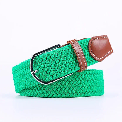 Women Casual Knitted Elastic Belt Pin Buckle Webbing Strap Woven Canvas Braided Stretch  - Belts for Men