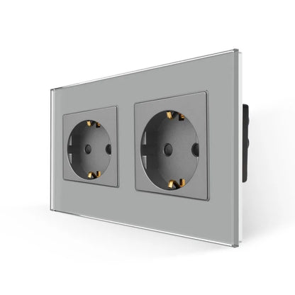 Bingoelec Grey Smart Light Switch and WiFi Wall Socket with Crystal Glass Panel Switches with Sockets Home Improvement