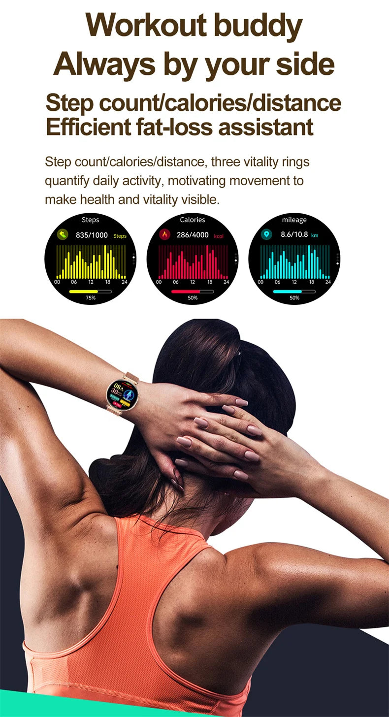 ECG Smart Watches Women 1.32 inch  AMOLED Screen Physical Examination Blood oxygen Pressure Fat Call Health ECG+PPG Smartwatch