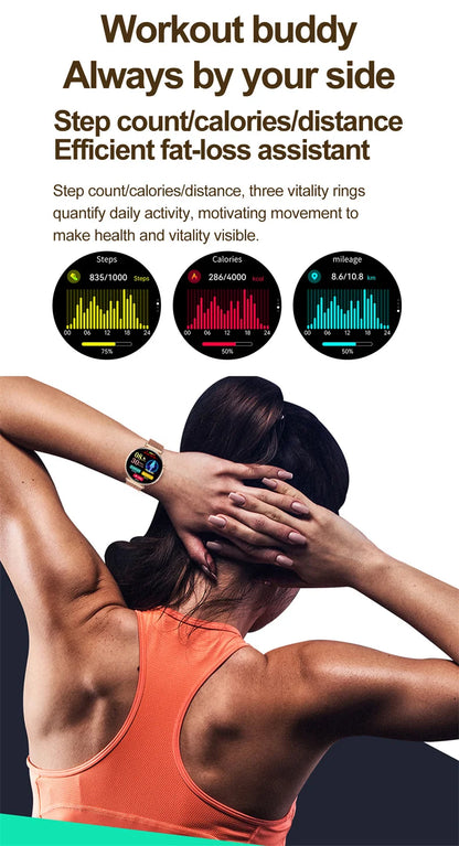 ECG Smart Watches Women 1.32 inch  AMOLED Screen Physical Examination Blood oxygen Pressure Fat Call Health ECG+PPG Smartwatch