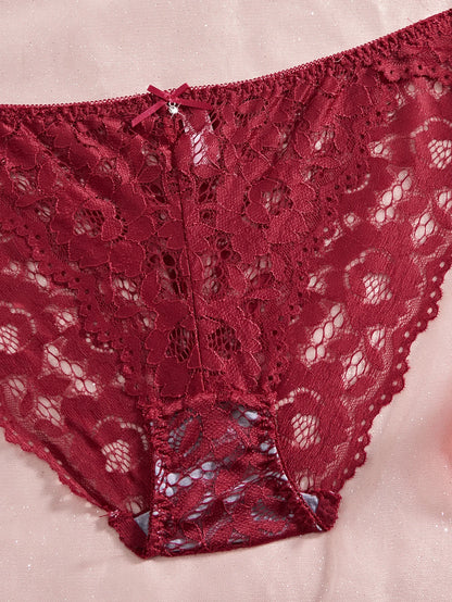 6-Piece Set Women's Underwear Set Sexy Patterned Lace Patchwork No Lining Comfortable Fitting Women's Push-Up Bra Sexy Lingerie