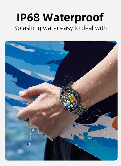 LIGE Full Touch Smartwatch Outdoor Military Smart Watch 1.38" HD Screen Bluetooth Call IP68 Waterproof Sport Fitness Watches Men