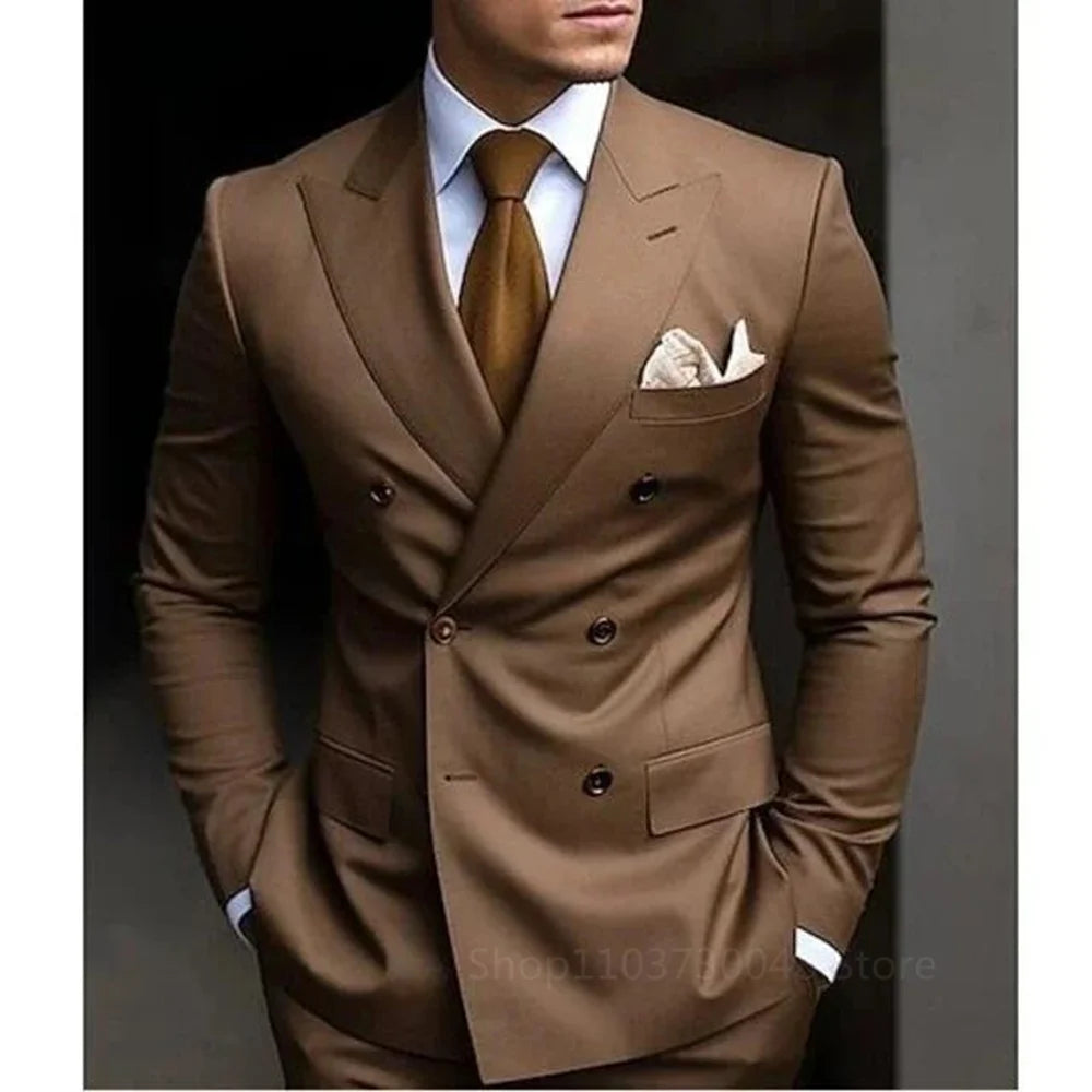 Smart Casual Wedding Men's Suits Slim Fit Tuxedo Blazer Set 2 Piece Formal Business Suit for Groom with Blazer And Pants