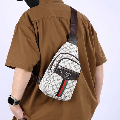 2025Men's Casual Messenger Bag Multi-Pocket Crossbody Shoulder Bag Lightweight Chest Bag with Port & Earphone Hole
