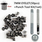 Eyelet Hole Punch Tool Kit  with 50 eyelets 6mm 7mm Gunmetal Finish for DIY Kydex Sheath Kydex Eyelet