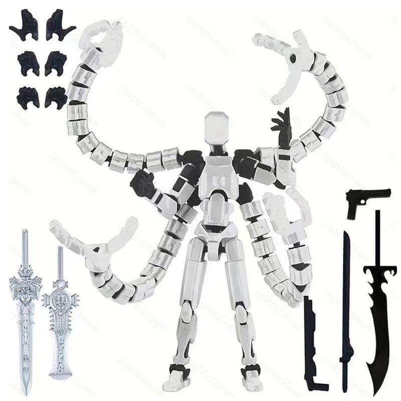 Assembly Toys T13 Action Figure 3D Printed Multi-Jointed Movable Titan 13 Lucky Dummy Robot Action Figure Desktop Toys