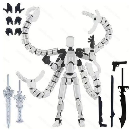 Assembly Toys T13 Action Figure 3D Printed Multi-Jointed Movable Titan 13 Lucky Dummy Robot Action Figure Desktop Toys