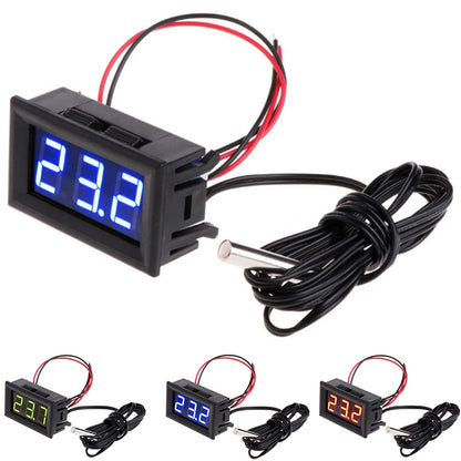 DC5V~12V Mini Digital LED Thermometer For Car Temperature Monitor Panel Meter Measuring Range -50-120℃ With Temperature Probe