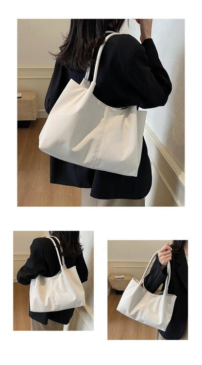 Fashion Women's Bag Large Capacity Tote Daily Commute Women's Shoulder Bag Black Soft PU Leather Handbag Shopping