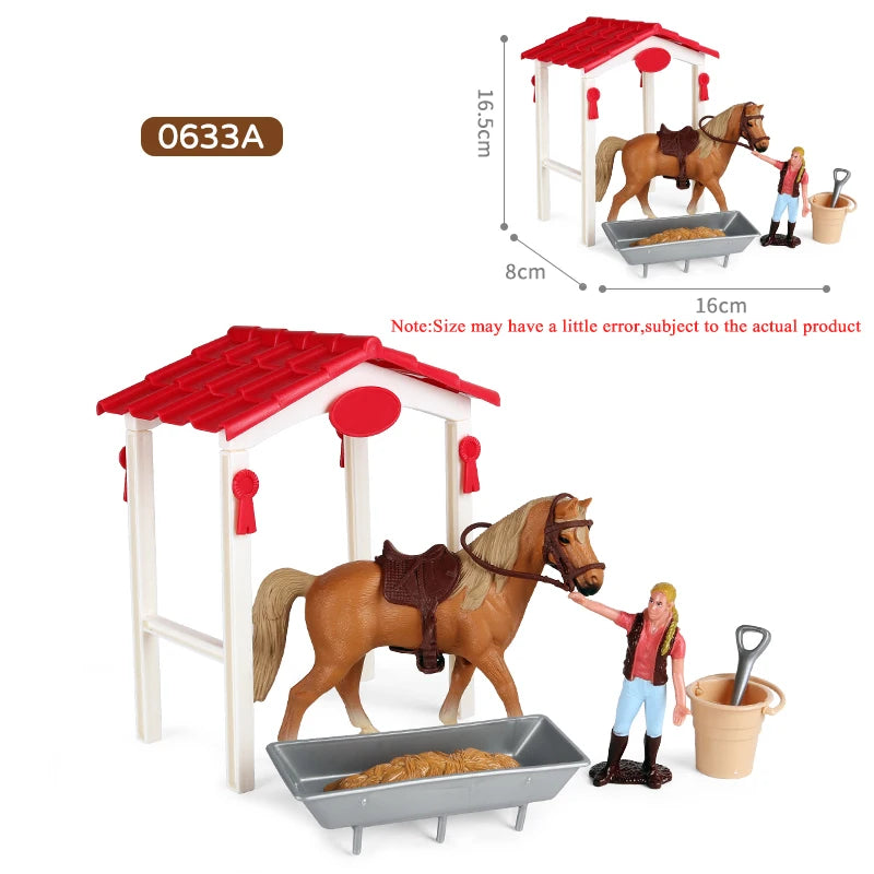 Oenux Farm Horse Race Model Action Figures DIY Equestrianism Horseman Animals Figurine Cute Education Collection Kids Toy Gift