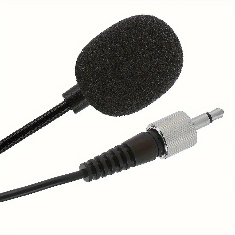 Headset microphone with noise-canceling earpiece, compatible with belt-pack transmitter, ideal for teaching and conferences.
