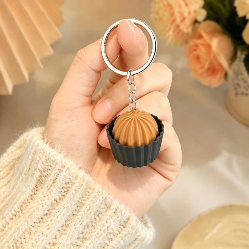 3D Printed Cappuccino Coffee Cup Keyrings Creative Clicker Button Dessert Keychains Office Stress Relief Keyboard Fidgets Gifts