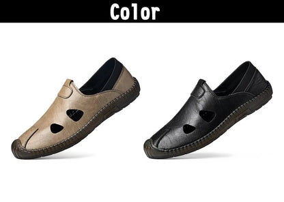 Men's Comfortable Soft-Soled Slip-On Sandals Breathable Hollow-Out Anti-Slip Wear-Resistant Business Casual Loafers-8222