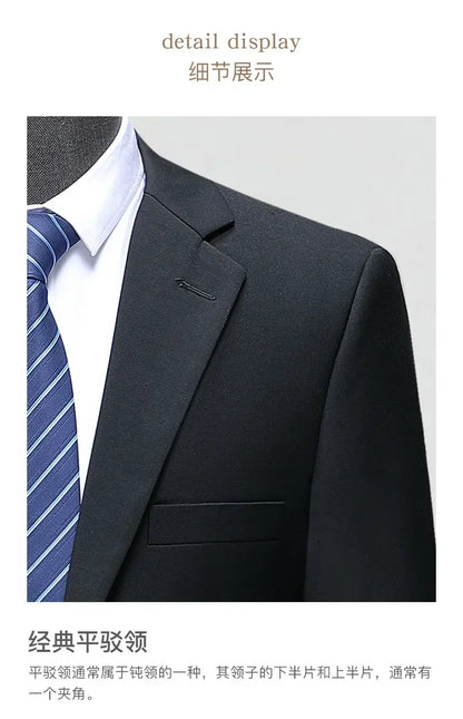 Suit S-8XL (Blazer+ Trousers) Men's Fashion Business Plus Size Gentleman's Casual Shirt for Work Slim-fit Wedding Formal Suit