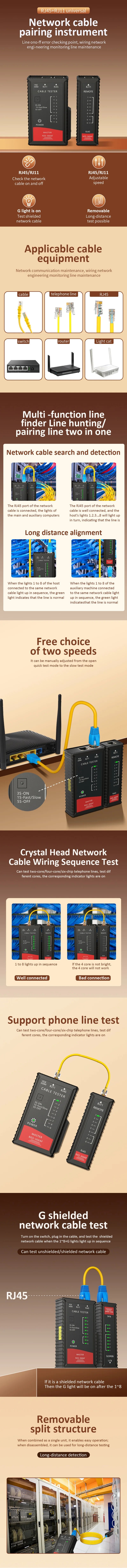 RJ45 Crimp Tool Kit Pass Through Cat6 Crimping Tool For Cat5 Cat5e Cat6 8P8C Connector, All-in-one Ethernet Crimper