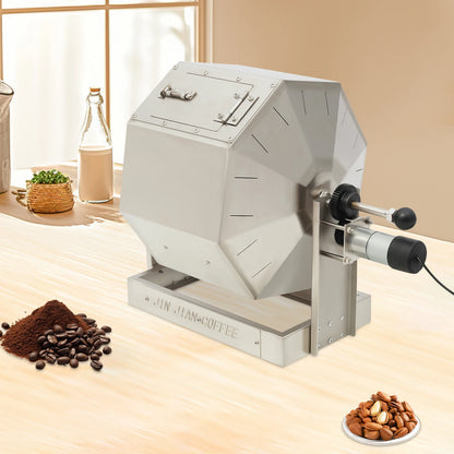 3.83gal Electric Coffee Bean Roaster with Speed Controller Gas Direct Fire Coffee Roaster Machine Stainless Steel Peanut Roaster