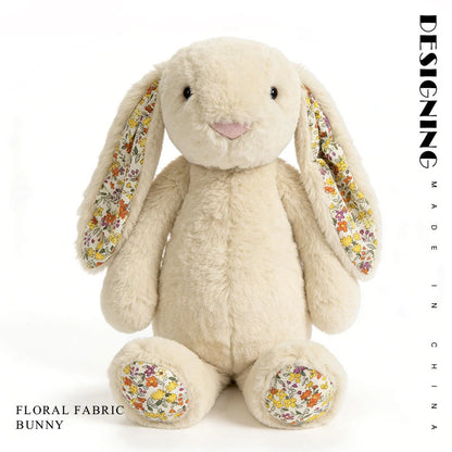 23cm Adorable Floral Bunny Plush Toy Huggable Soft Stuffed Rabbit Doll with Floral Ears Birthday Gift for Girl Plush Collectors