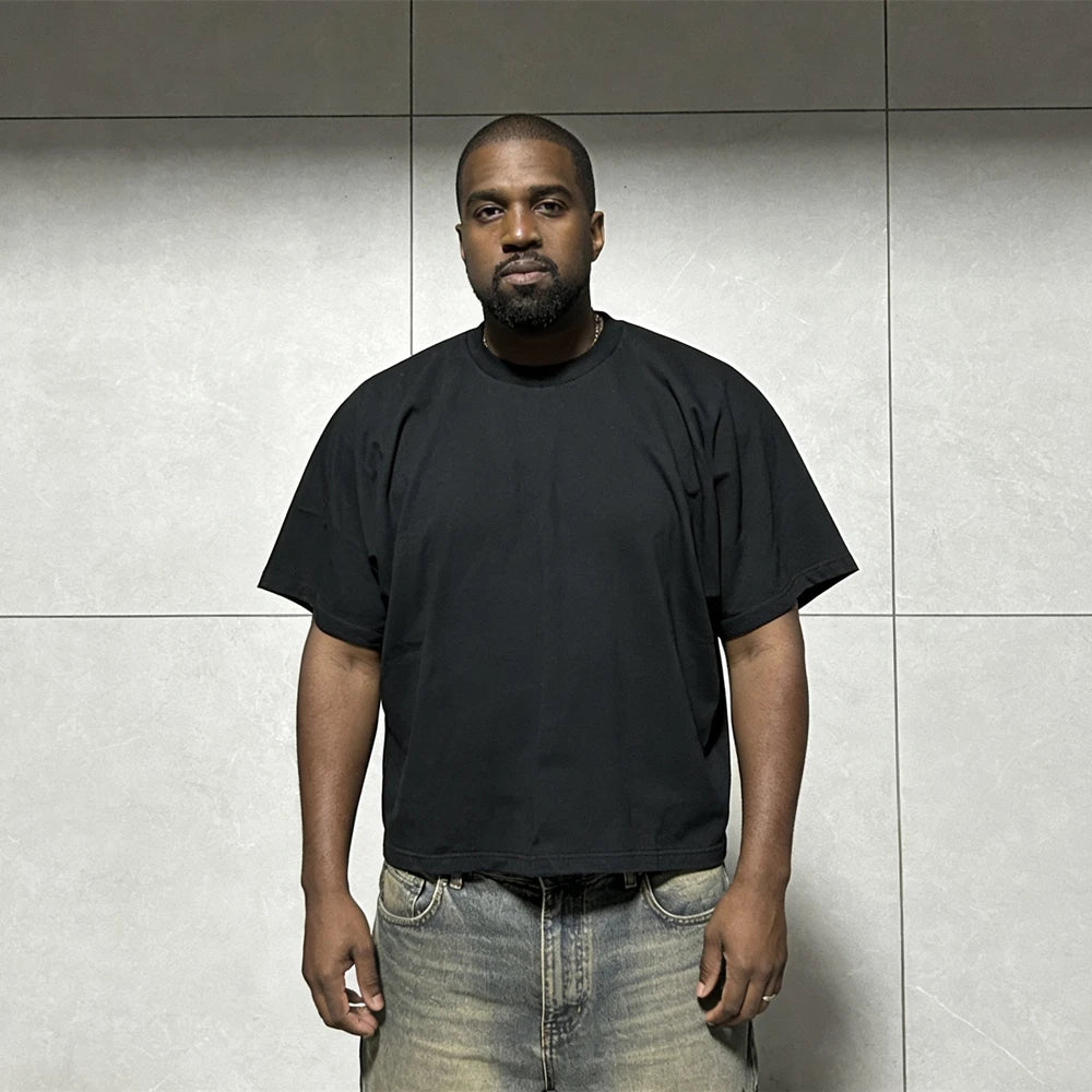 Yao Fashion HipHop Street Style Loose Baggy Casual Solid Color Unisex Tops Tanks Kanye West High Quality1:1 T Shirt For Men