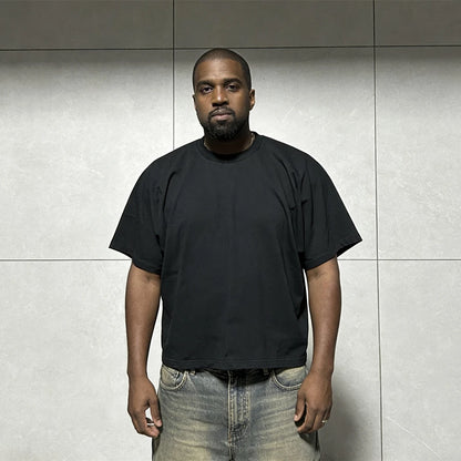 Yao Fashion HipHop Street Style Loose Baggy Casual Solid Color Unisex Tops Tanks Kanye West High Quality1:1 T Shirt For Men