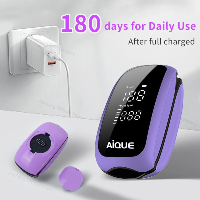 AiQUE Rechargeable Digital Finger Pulse Oximeter LED Medical SPO2 PR PI Health Alarm Fingertip Oxygen Saturation Monitor