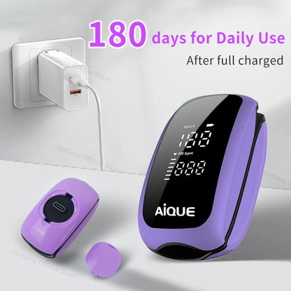 AiQUE Rechargeable Digital Finger Pulse Oximeter LED Medical SPO2 PR PI Health Alarm Fingertip Oxygen Saturation Monitor