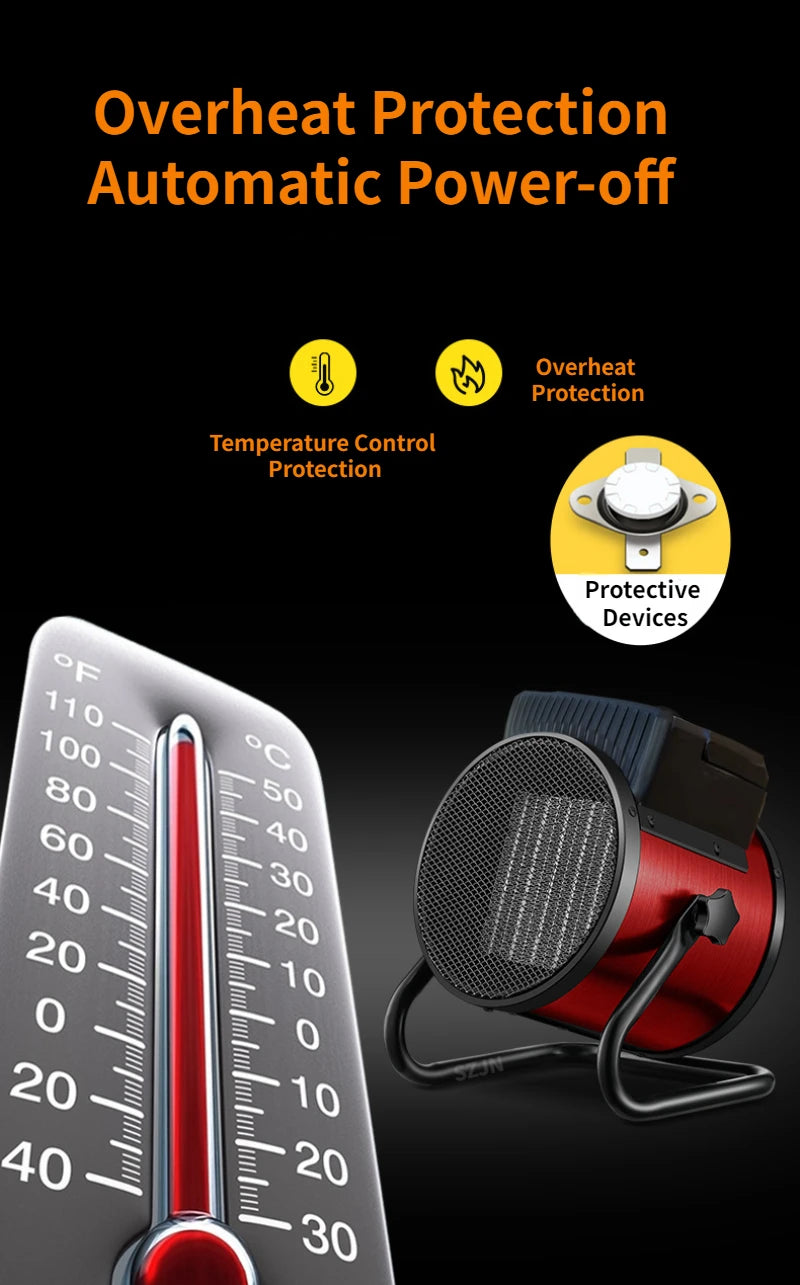 Industrial Portable Electric Heater Blower Natural Hot wind Adjustable Ceramic Heating Stove Radiator Thermal Air Warmer