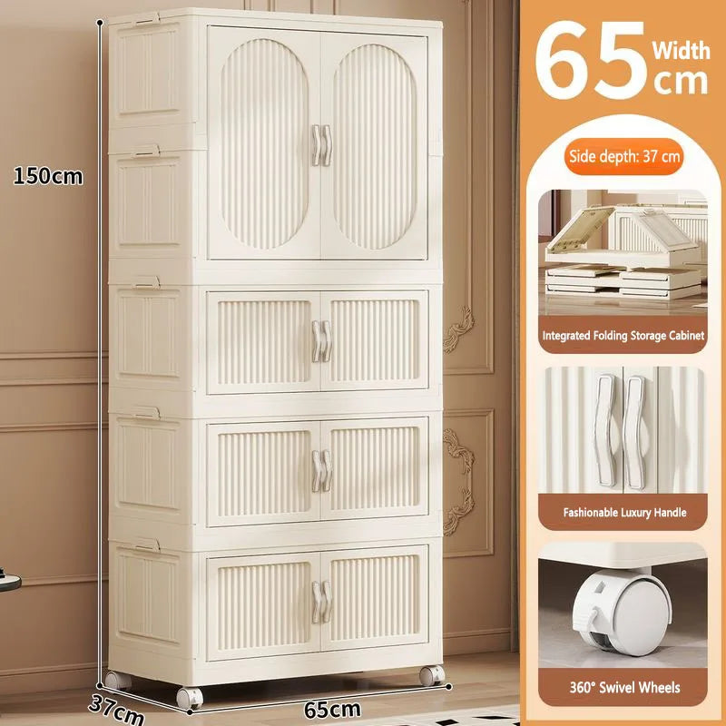 Foldable Baby Closet Plastic Infant Wardrobe Children's Clothing Storage Cabinet for Home Bedroom No Installation Needed