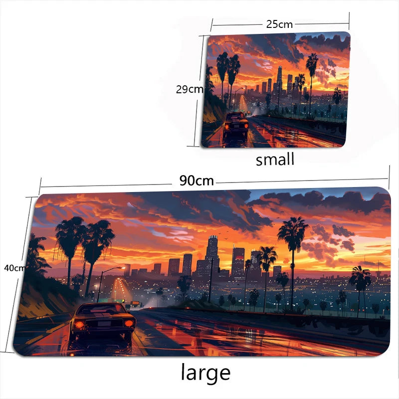 Game G-GTA-6 Mouse Pad Sunset Landscape Large Game Table Mats XXL Rubber Anti-slip HD Gaming Keyboard Mousepads Long Desk Mat