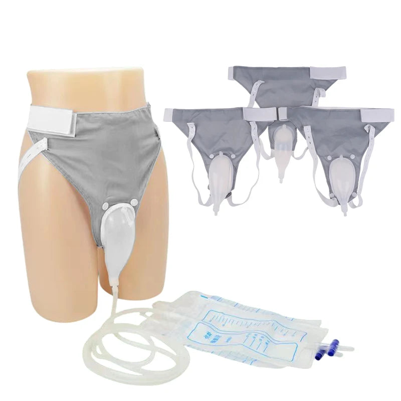 【B】1Set Reusable Silicone  Collector Bags Adults Urinal With  Catheter Bags Male Female Toilet
